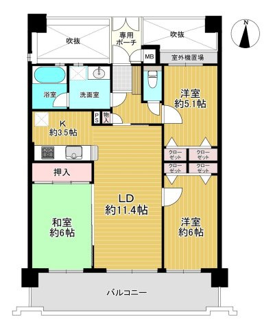 【間取り】 |  ロイヤルマンショングランデ城南☆仲介手数料無料☆