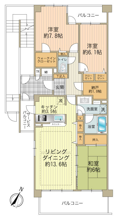 各居室6畳以上！2面バルコニーが嬉しい3LDKです