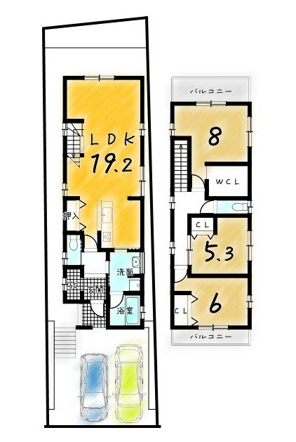 深草大亀谷万帖敷町　建築条件付土地　【新築参考プラン】の土地図＋建物プラン例|（新築参考プラン建物面積99.79㎡、建物価格3000万円）