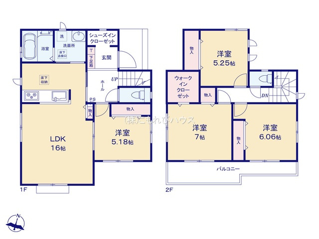 桶川市鴨川1丁目433番　新築一戸建て　ハートフルタウン　Eの間取り|桶川市鴨川1丁目433番　新築一戸建て　ハートフルタウン　E、4LDK、土地面積113.49m2、建物面積99.15m2