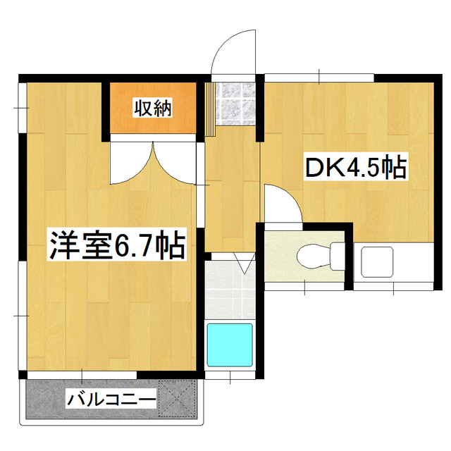 小川荘の間取り|使いやすい１DKです。