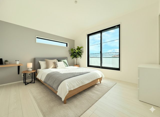 港南区東永谷3丁目　新築戸建ての洋室|◆柔らかい陽光が差し込む明るいお部屋を演出する設計。彩光の取れる窓が気持ちの良いお部屋を創り上げます。
