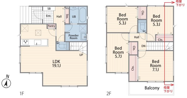 港南区東永谷3丁目　新築戸建ての間取り