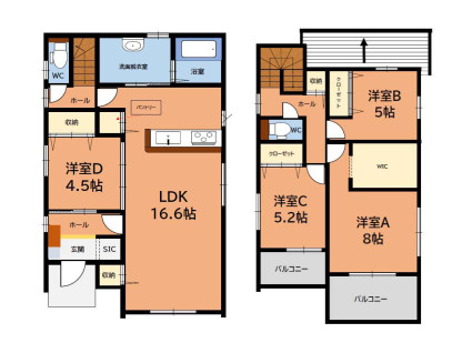 【間取り】 | 春日市天神山4丁目2期　1号棟（全1棟）【仲介手数料無料・0円】 | 平日、土日祝日もお好きな日時にご見学可能です。お気軽にお問合せ下さい。