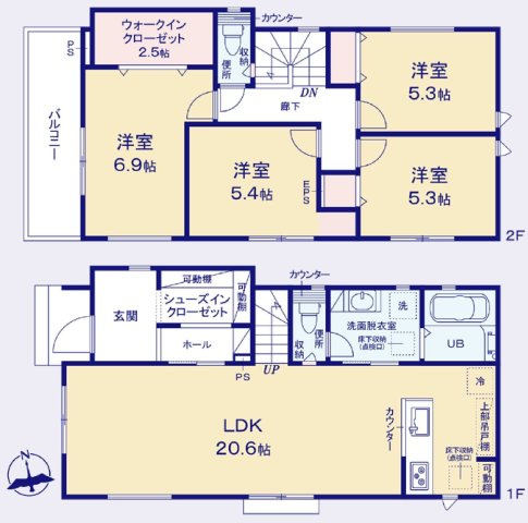 港南区上永谷3丁目　新築戸建ての間取り