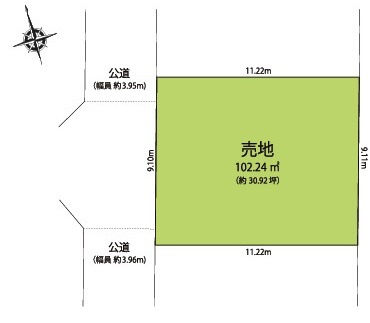 川越市谷中　建築条件なし売地　東武東上線『川越駅』バス17分　【芳野小学区】の区画図