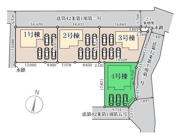 【区画図】 | リーブルガーデン.S高崎市箕郷町生原第7ー④ | 開放的な南東角地に面した敷地！お買い物便利な好立地！