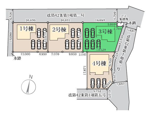 【区画図】 | リーブルガーデン.S高崎市箕郷町生原第7ー③ | 開放的な角地に面した敷地！お買い物便利な好立地！
