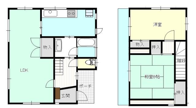 富岡３丁目貸家の間取り