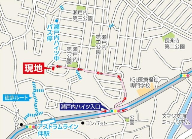 カーサ・ヴェルディ伴東1丁目の地図|現地までの地図です。