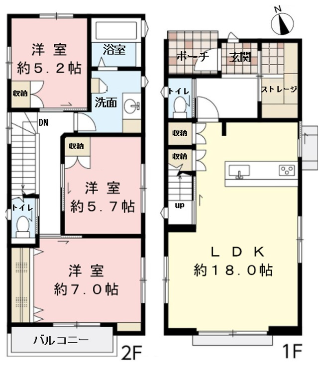 カーサ・ヴェルディ伴東1丁目の間取り|３LDK＋ストレージの間取りです。