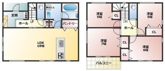 【間取り】 | 神戸市北区緑町五丁目　新築戸建 | 3980万円、4LDK、土地面積234.8平米、建物面積100.19平米 ◆広々としたLDK約18帖！ゆとりのある4LDK♪洗面には幹太くん標準仕様♪