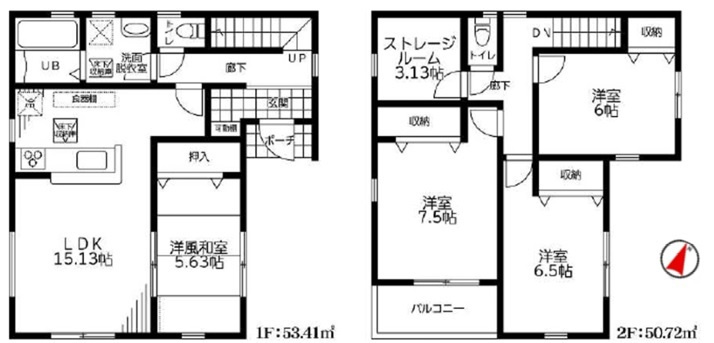 川越市山田　新築分譲　東武東上線『川越駅』バス12分　【山田小学区】の間取り