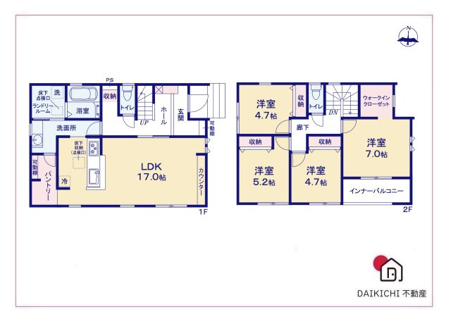 【間取り】 | 熊谷市中恩田　新築戸建　全3棟　2号棟 | 2号棟