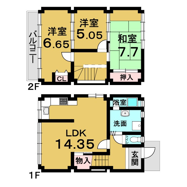 中古戸建　上矢田町岩田の間取り