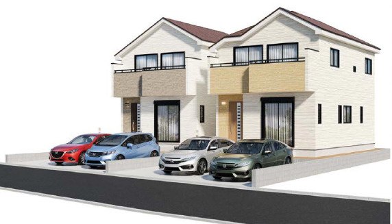 【仲介手数料無料】狭山水野２期　全２棟　A号棟　狭山市新築住宅は西武ハウジングの外観パース