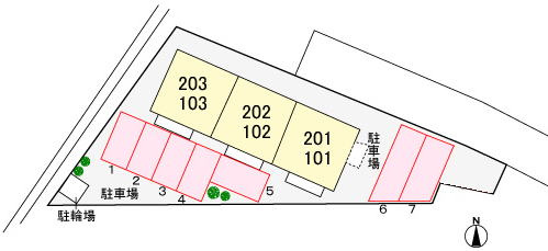 メゾンリーヴＭ・Ｋの区画図|駐車場