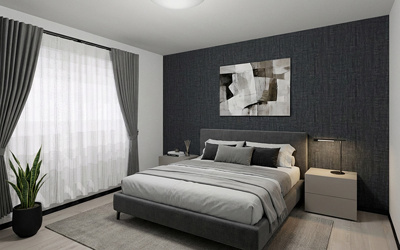 【完成予想図】 | 【主寝室　イメージパース】
※画像は設計図面を基に作成したイメージです。