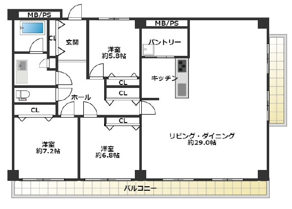 芦屋東山アーバンライフの間取り