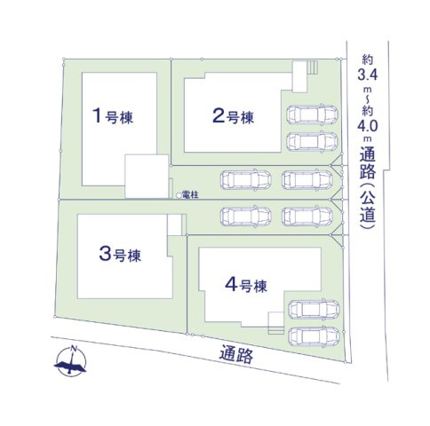 福岡市早良区重留１丁目第5-４棟（4号棟）の区画図|配置図（4号棟）