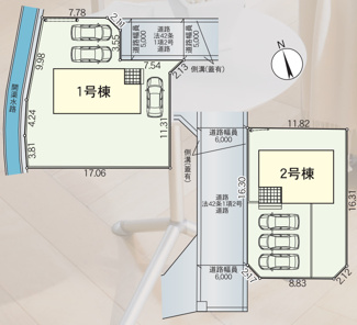 【区画図】 | 甲府市羽黒町　新築戸建 全2棟 2号棟 車3台並列駐車可能 | 2号棟区画図