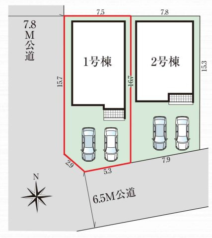 【仲介手数料無料／中川区】グラファーレ名古屋市中川区中須町2期①の区画図