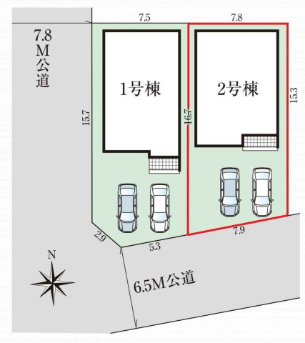 【仲介手数料無料／中川区】グラファーレ名古屋市中川区中須町2期②の区画図