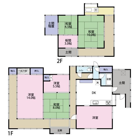 富津市田倉　中古戸建の間取り|建物面積：９８．３４平米（２９．７５坪）