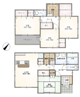 【間取り】 | 昭島市上川原町１丁目　中古戸建 | ４ＬＤＫ＋ＷＩＣ