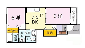 広島市安佐北区亀山６丁目のアパートの間取り