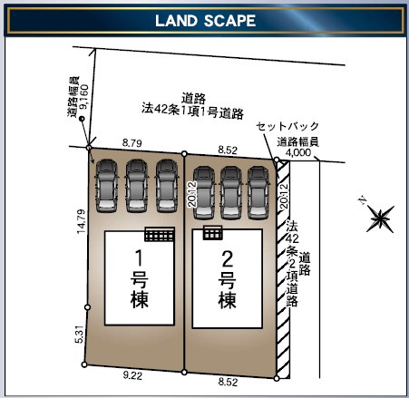 クレイドルガーデン　中央区山二ツ第５　全２棟の区画図