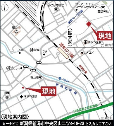 クレイドルガーデン　中央区山二ツ第５　全２棟の地図