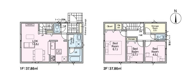 福岡市南区中尾2丁目第5-2棟（2号棟）の区画図|配置図（2号棟）