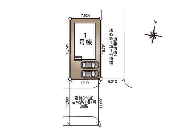 ふじが丘東第1-1号棟の区画図|※図面と現況が異なる場合は現況を優先させていただきます。