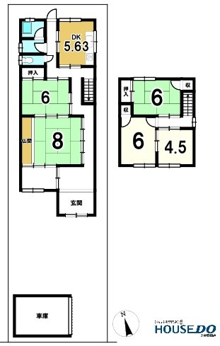 中古戸建　大東市中垣内7丁目（昭和50年築）の間取り|敷地・間取り図面は略図につき現況を優先致します。