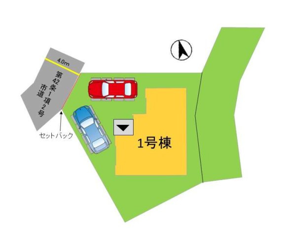 大野城市牛頸2丁目第2-1棟(1号棟)の区画図|配置図
