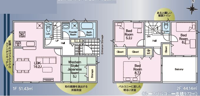 小山市横倉第４（Ⅰ期）　1号棟の間取り