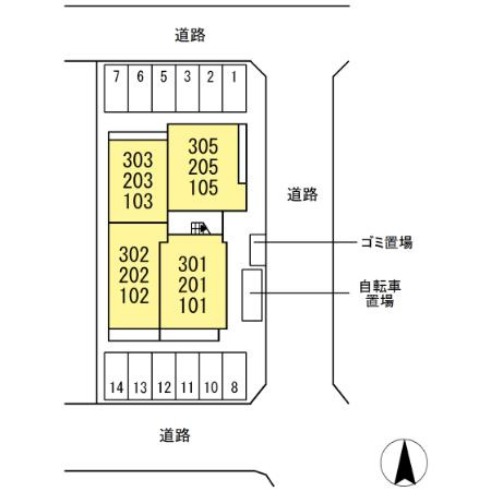 リヴェール広田の区画図|外観もきれいです