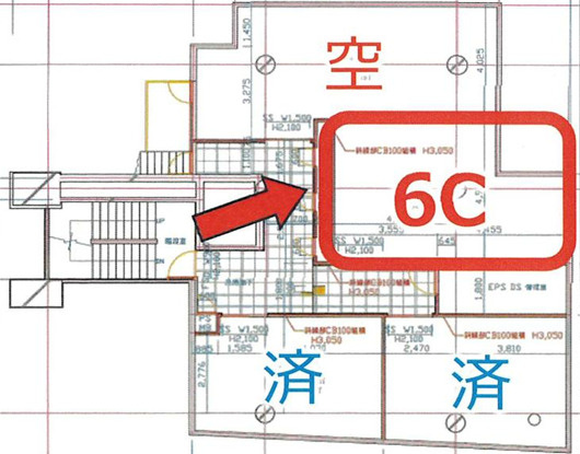 大阪市北区堂山町の店舗一部の区画図