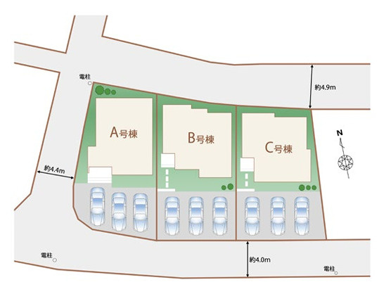 ハートフルタウン沖縄市知花　C号棟の区画図|全3棟
