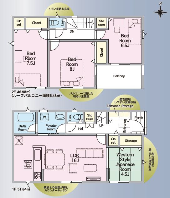 小山市横倉第４（Ⅰ期）　3号棟の間取り