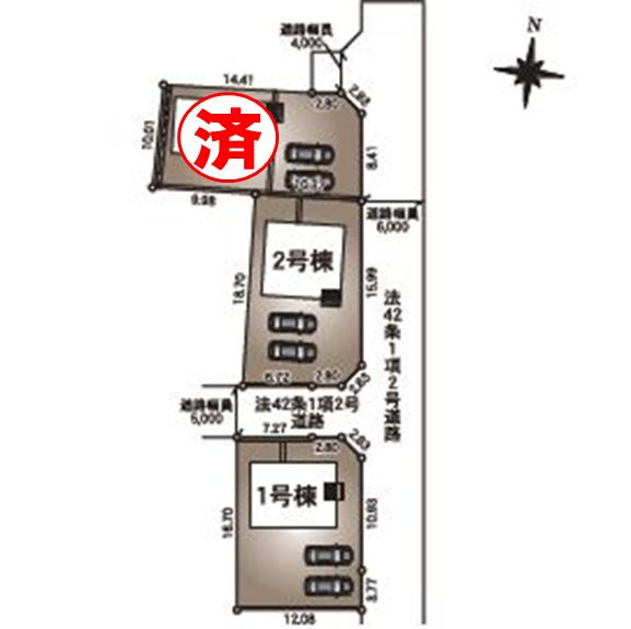 小山市横倉第４（Ⅰ期）　1号棟の区画図