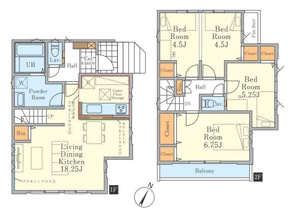 【間取り】 | 1号棟の間取りです、1号棟は角地なので少し価格が上がります、資料請求をどうぞ