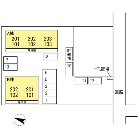 プレジール倉本 A棟の区画図