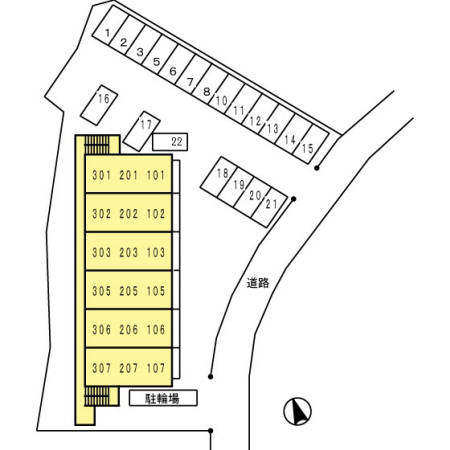 プラザハイツ二ツ屋F棟の区画図