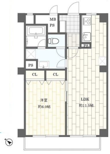 【間取り】 | 上板橋サンライトマンションB棟 | 南西向きのお部屋なので、陽当たり・通風良好です！
