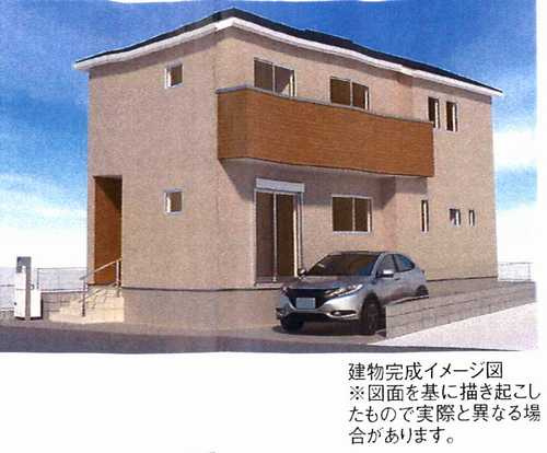平塚市夕陽ケ丘第2期　新築戸建全2棟　1号棟の外観パース