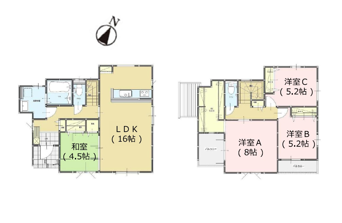 福岡市早良区内野2丁目第1-1棟（1号棟）の間取り|全居室収納付きで便利です。