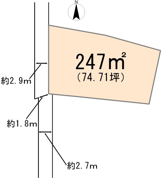 東松山市松葉町２丁目　古家付土地（更地渡し）74坪の土地図