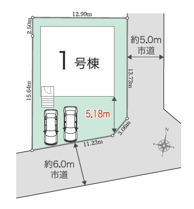 所沢市下富・全1棟　新築一戸建　～平屋建て・大型4LDK～の区画図|土地200平米超！東南角地につき陽当たり・通風良好♪